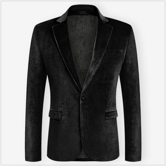 Coofandy Other - Coofandy Black Velvet Tuxedo Suit Blazer Dinner Jacket NEW NWT 3XL
